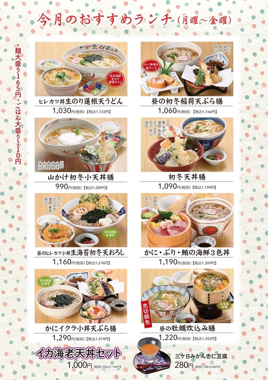 ランチメニュー - こだわりの味を今に引き継ぐ｜天竜そばニュー藤屋